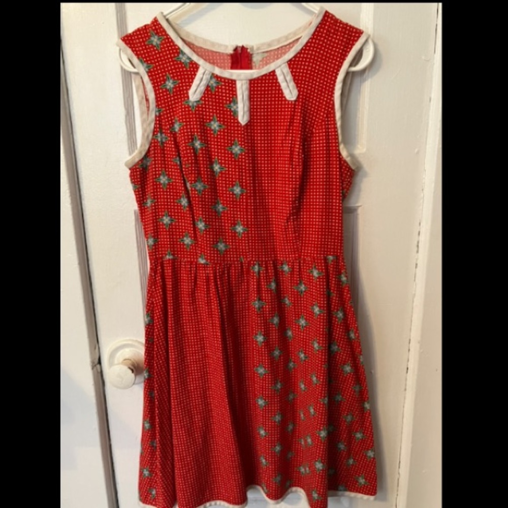 VTG RARE Saks 5th Avenue brand late 50s dress red floral pattern fits like s/m